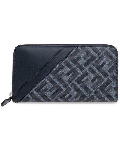 fendi zip around blue|Fendi Diagonal Zip Around .